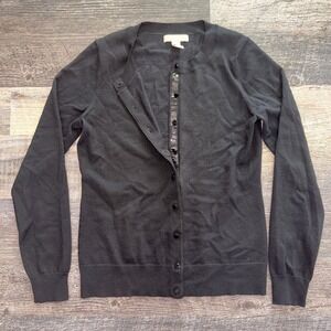 Banana Republic Black Extra Fine Merino Wool Sequin Placket Cardigan Sweater S